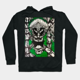 Jerry Pollard Art Green Tiki Mask Hoodie